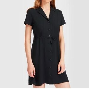 Everlane Japanese GoWeave Notch Shirtdress Black button down mini dress Size 6